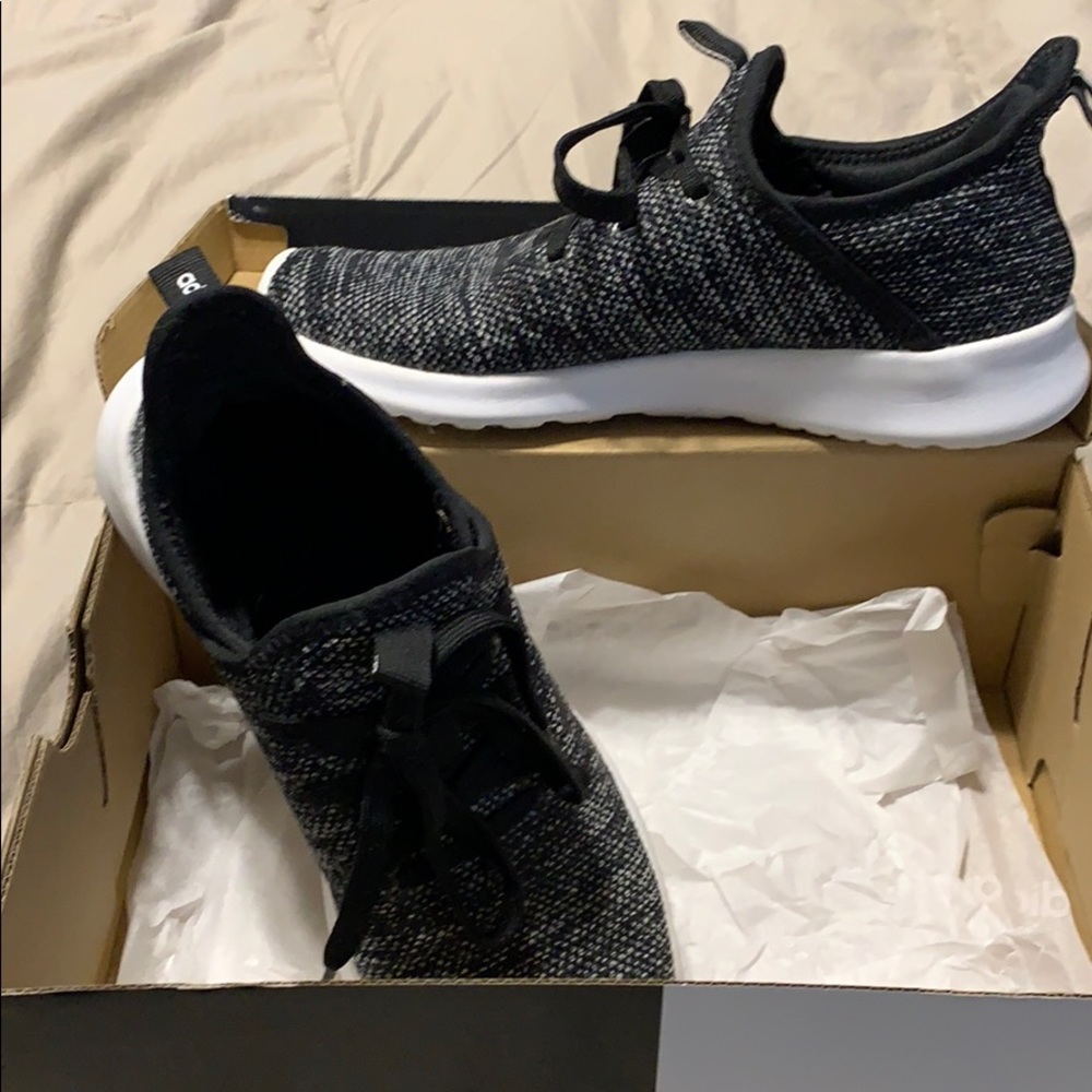 Black and white adidas cloudfoam